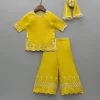 Hot Mustard Embroidered Kurti And Palazzo With Dupatta Ethnic Wear | Palazzos & Shararas