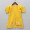 Online Mustard Floral Embroidered Stylish Layered Sleeves Dress With Sling Bag Dresses & Sets | Dresses