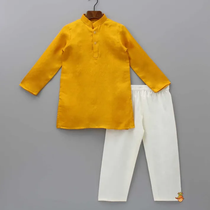 Discount Mustard Kurta With Camel Embroidered Jacket And Pyjama BOY Indian Ethnic Wear | Ethnic Sets