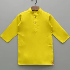 Discount Mustard Kurta With Embroidered Printed Jacket And Pyjama BOY Indian Ethnic Wear | Ethnic Sets