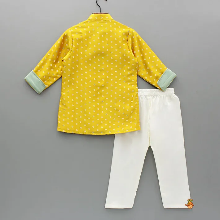 Fashion Mustard Pintuck Detailed Chanderi Kurta And Pyjama BOY Indian Ethnic Wear | Ethnic Sets