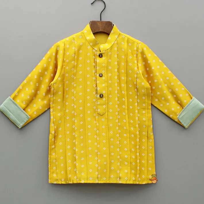 Fashion Mustard Pintuck Detailed Chanderi Kurta And Pyjama BOY Indian Ethnic Wear | Ethnic Sets