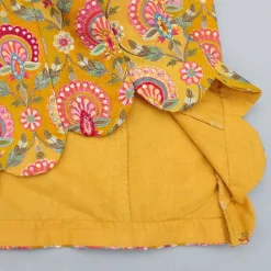 Clearance Mustard Printed Embroidered Kurti And Flared Palazzo Ethnic Wear | Palazzos & Shararas
