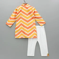 Outlet Mutlicolour Printed Kurta With One Side Flap And Pyjama BOY Twinning Sets | Indian Ethnic Wear