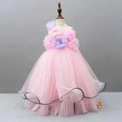 Fashion Net Flowers Embellished One Shoulder Gown Dresses & Sets | Gowns