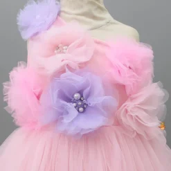 Fashion Net Flowers Embellished One Shoulder Gown Dresses & Sets | Gowns