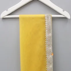 Outlet Net Sequin Lace Work Yellow Dupatta Ethnic Wear