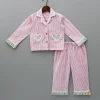 New Notch Collar Stripe Printed Top And Pyjama Sleepwear