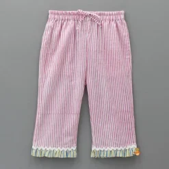 New Notch Collar Stripe Printed Top And Pyjama Sleepwear
