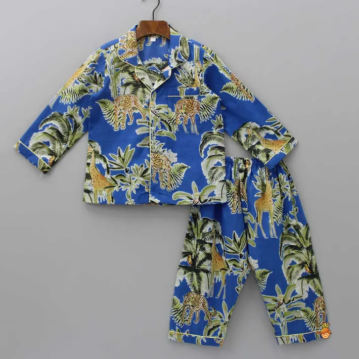 Discount Notched Collar Jungle Theme Printed Sleepwear BOY Sleep Wear | Sleepwear