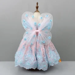 Clearance Off Shoulder Fabric Flowers Adorned Dual Tone Wings Gown With Detachable Trail And Matching Hair Clip Dresses & Sets | Gowns