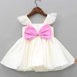 Fashion Off White Candies Embroidered Dress With Contrasting Pink Head Band Dresses & Sets | Dresses