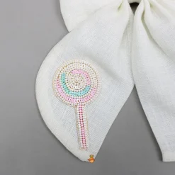 New Off White Candy Embroidered Bowie Hair Clip Hair Accessories | Hair Clips