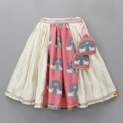 New Off White Cow Printed Top And Lehenga With Net Dupatta And Mukut Ethnic Wear | Lehengas & Ghagras