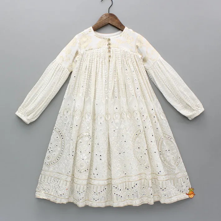 Online Off White Embroidered And Embellished Kurti Ethnic Wear | Kurtis & Jumpsuits