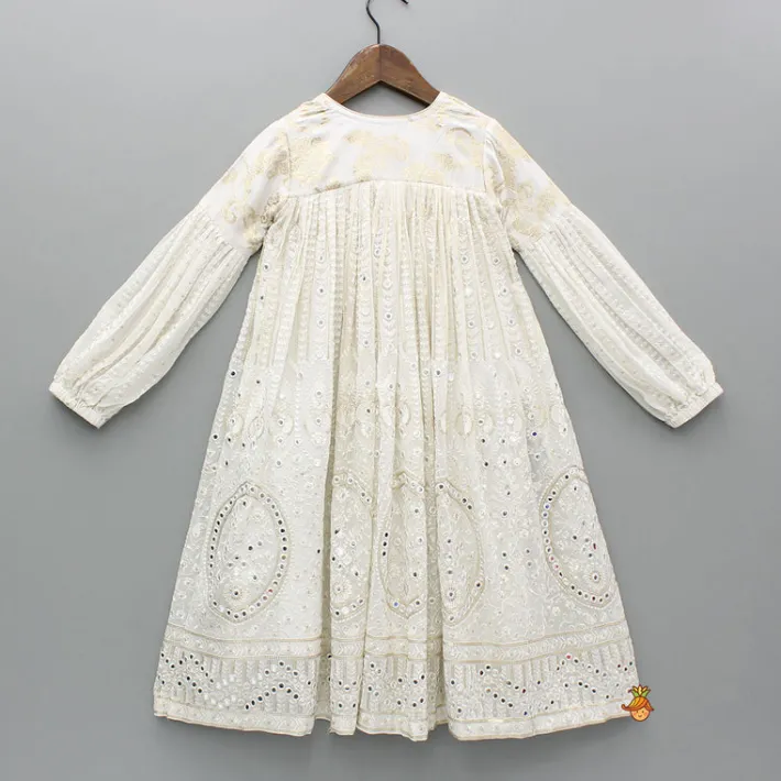 New Off White Embroidered And Embellished Kurti Ethnic Wear | Kurtis & Jumpsuits