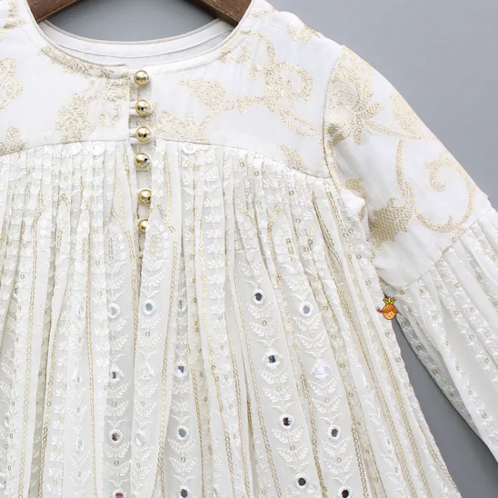 New Off White Embroidered And Embellished Kurti Ethnic Wear | Kurtis & Jumpsuits