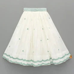 Discount Off White Embroidered And Embellished Top With Lehenga And Dupatta Twinning Sets | Ethnic Wear
