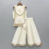 Discount Off White Embroidered Embellished Top And Palazzo Ethnic Wear | Palazzos & Shararas