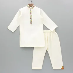 Online Off White Embroidered Kurta And Pyjama BOY Indian Ethnic Wear | Ethnic Sets