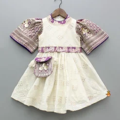 Discount Off White Embroidered Kurti With Sling Bag Ethnic Wear | Kurtis & Jumpsuits