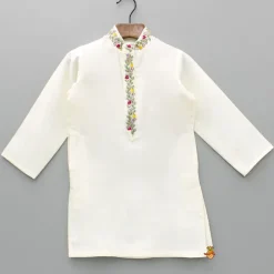 Online Off White Embroidered Kurta And Pyjama BOY Indian Ethnic Wear | Ethnic Sets