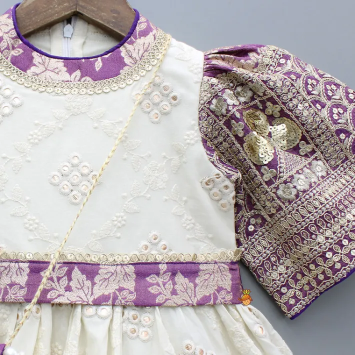 Discount Off White Embroidered Kurti With Sling Bag Ethnic Wear | Kurtis & Jumpsuits