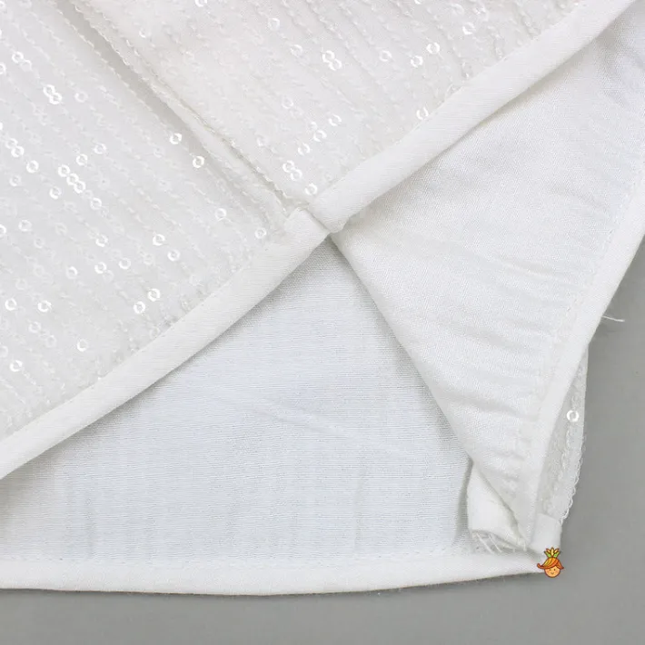 Outlet Off White Embroidered Top With Attached Dupatta And Half Jacket With Lehenga Ethnic Wear | Lehengas & Ghagras