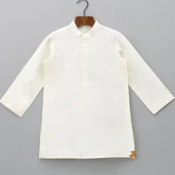 New Off White Ethnic Kurta With Lilac Floral Embroidered Asymmetric Jacket And Pyjama BOY Indian Ethnic Wear | Ethnic Sets