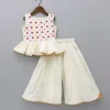 Fashion Off White Faux Mirror Work Top And Flared Palazzo Twinning Sets | Ethnic Wear