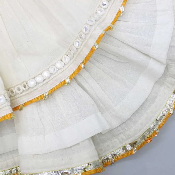 Fashion Off White Faux Mirror Work Top And Flared Palazzo Twinning Sets | Ethnic Wear