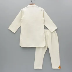 Best Off White Floral Printed Embroidered Kurta And Pyjama BOY Twinning Sets | Indian Ethnic Wear
