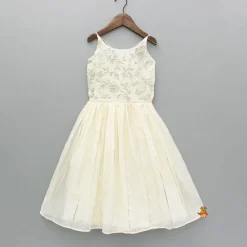 Online Off White Gota Lace Embroidered Strappy Kurti Ethnic Wear | Kurtis & Jumpsuits