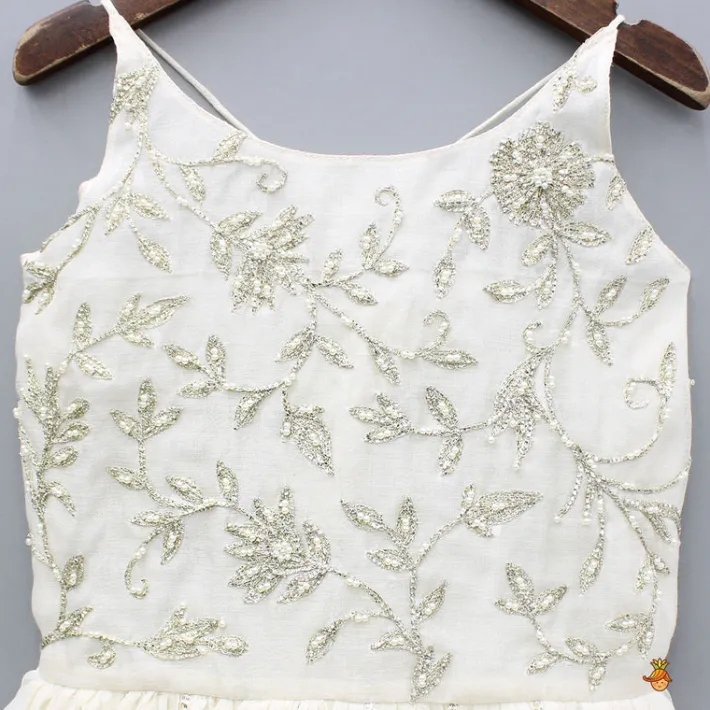 Online Off White Gota Lace Embroidered Strappy Kurti Ethnic Wear | Kurtis & Jumpsuits
