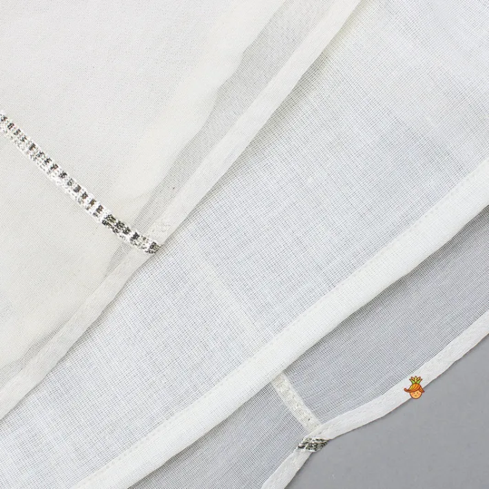 Online Off White Gota Lace Embroidered Strappy Kurti Ethnic Wear | Kurtis & Jumpsuits