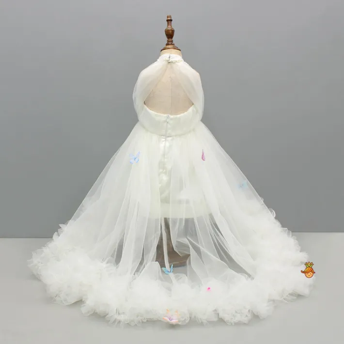 Fashion Off White Halter Neck Embellished Trial Dress With Sling Bag Dresses & Sets | Dresses