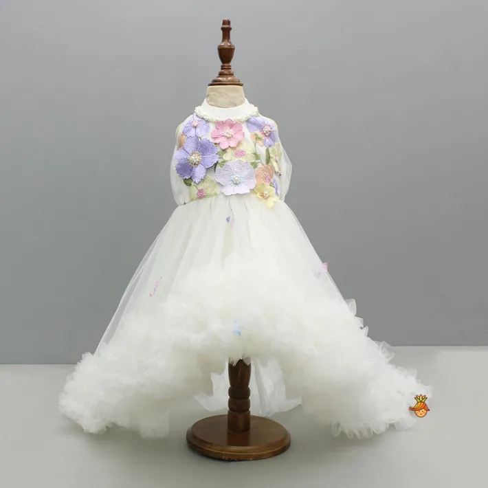 Fashion Off White Halter Neck Embellished Trial Dress With Sling Bag Dresses & Sets | Dresses