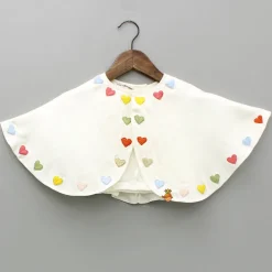 Best Off White Heart Embroidered Cape Attached Top And Flared Lehenga Ethnic Wear | Lehengas & Ghagras