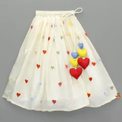 Best Off White Heart Embroidered Cape Attached Top And Flared Lehenga Ethnic Wear | Lehengas & Ghagras