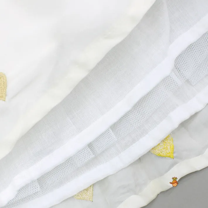 Best Off White Heart Embroidered Cape Attached Top And Flared Lehenga Ethnic Wear | Lehengas & Ghagras