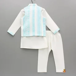 Outlet Off White Kurta And Jacket With Pyjama BOY Indian Ethnic Wear | Ethnic Sets