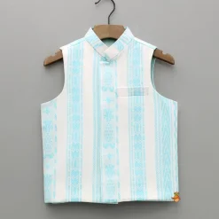 Outlet Off White Kurta And Jacket With Pyjama BOY Indian Ethnic Wear | Ethnic Sets