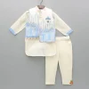 Hot Off White Kurta With Embroidered Stylish Jacket And Pyjama BOY Twinning Sets | Indian Ethnic Wear