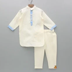 Hot Off White Kurta With Embroidered Stylish Jacket And Pyjama BOY Twinning Sets | Indian Ethnic Wear