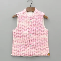 Clearance Off White Kurta With Embroidered Jacket And Pyjama BOY Indian Ethnic Wear | Ethnic Sets