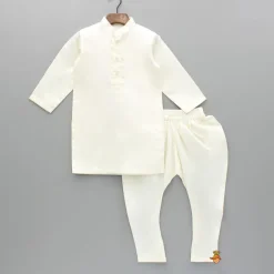 New Off White Kurta With Exquisite Embroidered Jacket And Churidar BOY Indian Ethnic Wear | Ethnic Sets