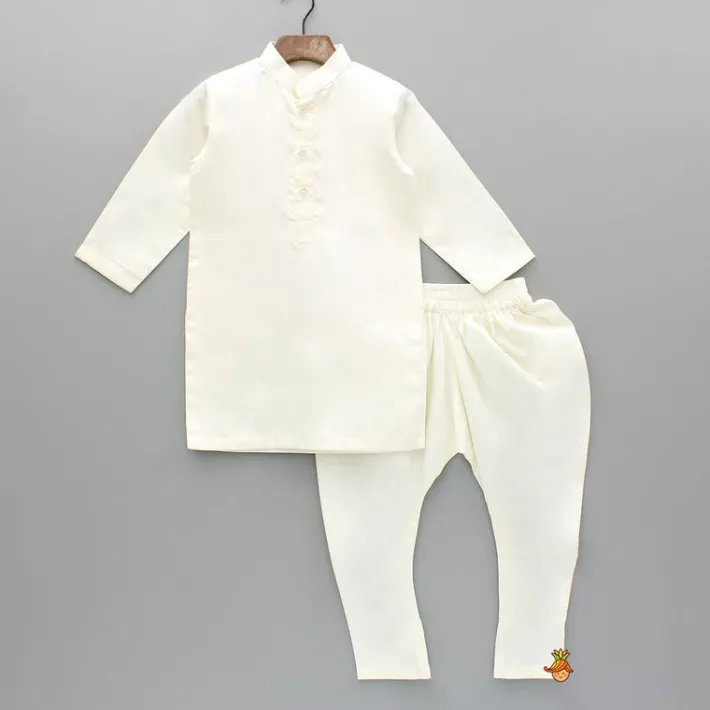 New Off White Kurta With Exquisite Embroidered Jacket And Churidar BOY Indian Ethnic Wear | Ethnic Sets