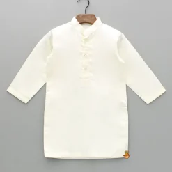 New Off White Kurta With Exquisite Embroidered Jacket And Churidar BOY Indian Ethnic Wear | Ethnic Sets