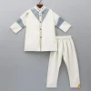 Online Off White Kurta With Front Open Jacket And Churidar BOY Indian Ethnic Wear | Ethnic Sets