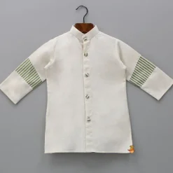 Online Off White Kurta With Front Open Jacket And Churidar BOY Indian Ethnic Wear | Ethnic Sets